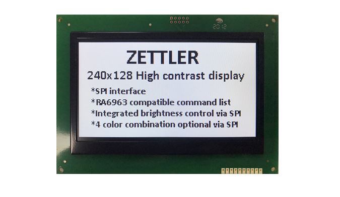 Zettler SPI-interface High Contrast Display module ATM2412BS Release
